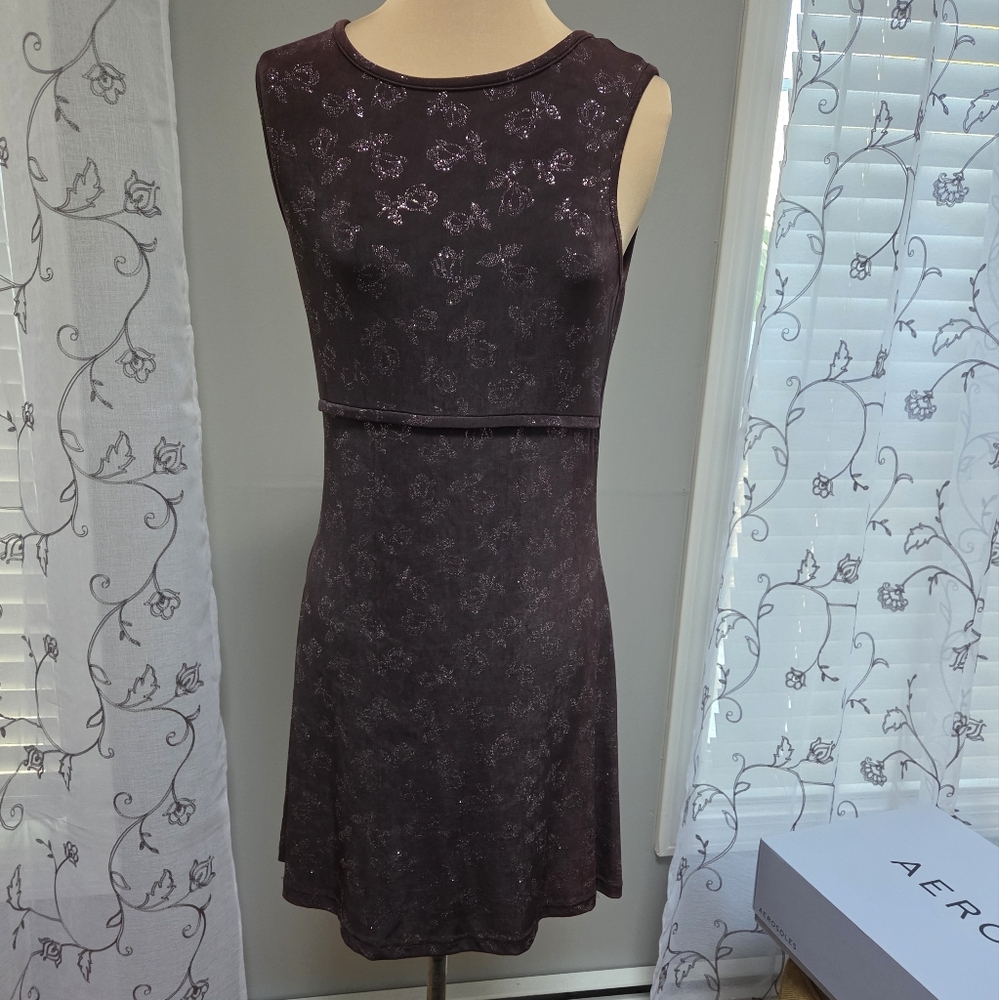 City Triangles Glitter Brown Stretch Empire Waist Vintage Dress